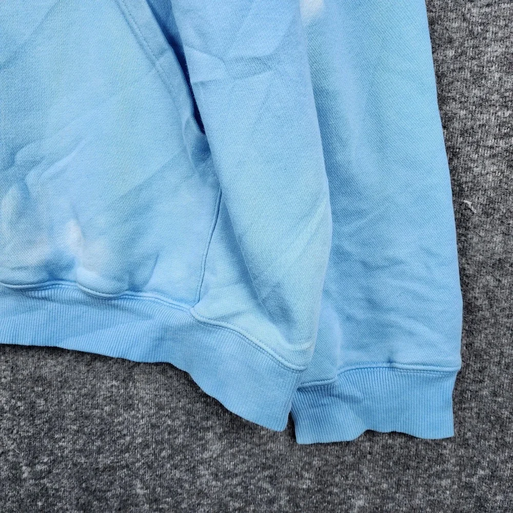 Adidas Hoodie Mens 2XL Blue Tie Dye Acid Wash Embroidered Box‎ Logo Pullover